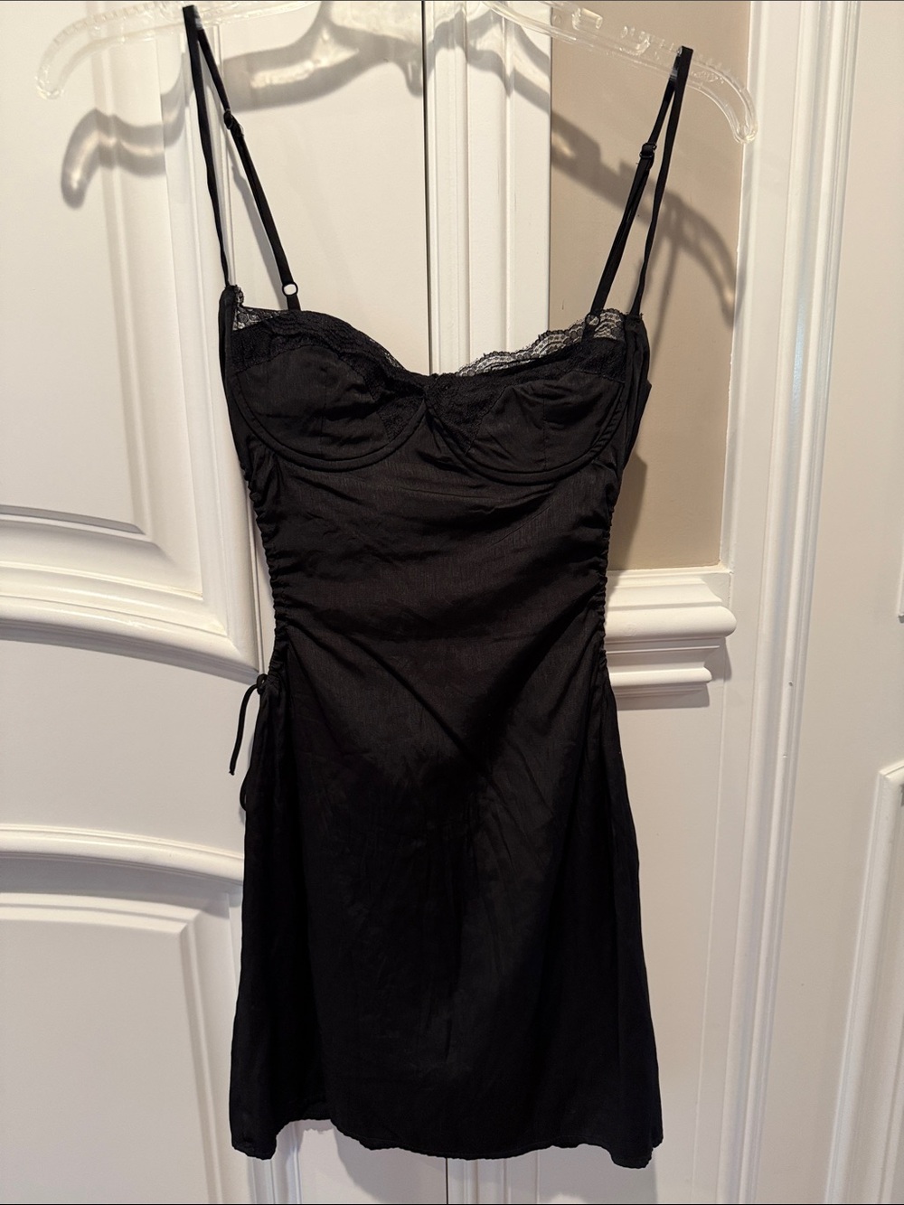 Princess Polly Black Lace-Edge Slip Mini Dress